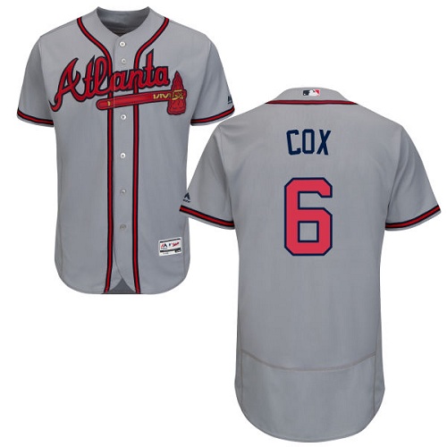 Braves #6 Bobby Cox Grey Flexbase Authentic Collection Stitched MLB Jersey